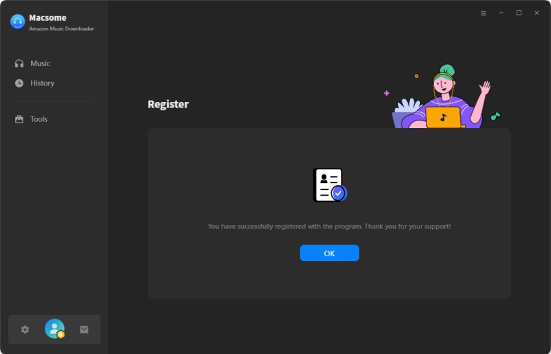 Register Amazon Music Downloader successfully