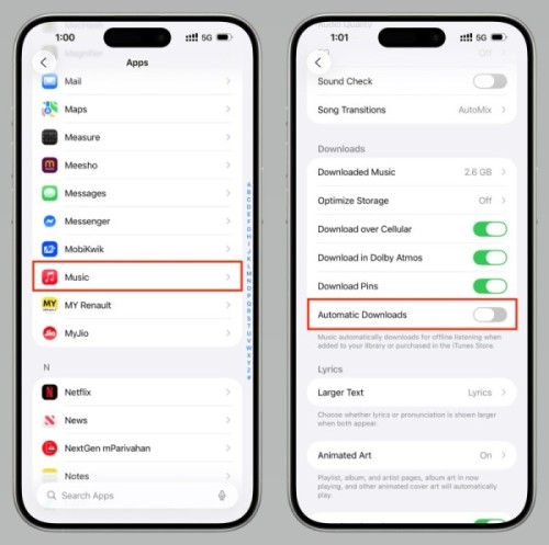 Turn on Automatic Downloads for Apple Music