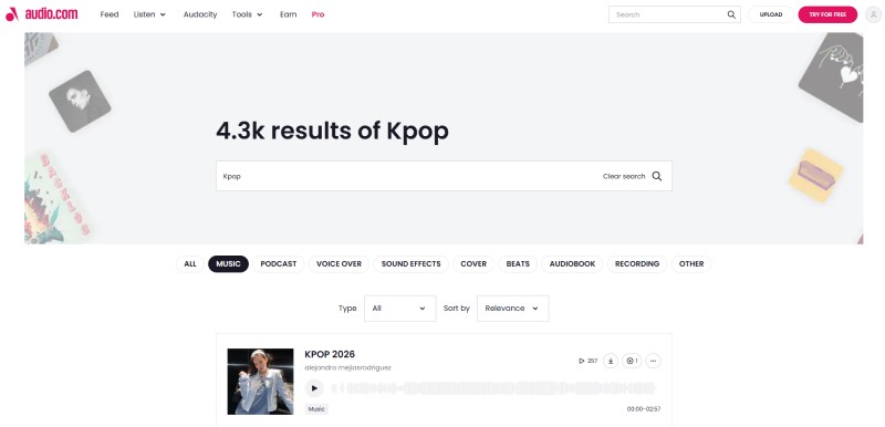 Audio.com Kpop MP3 Download site