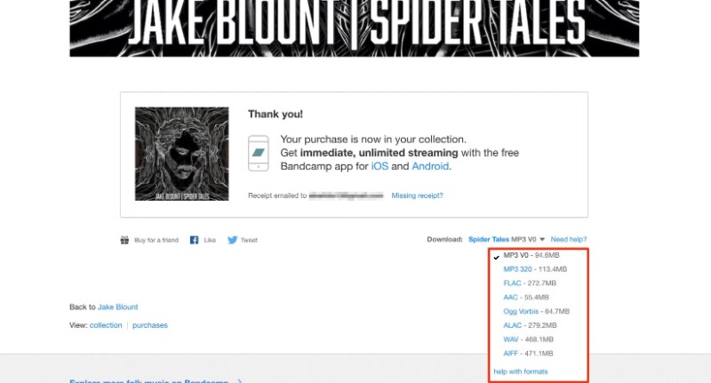 download bandcamp purchases to WAV