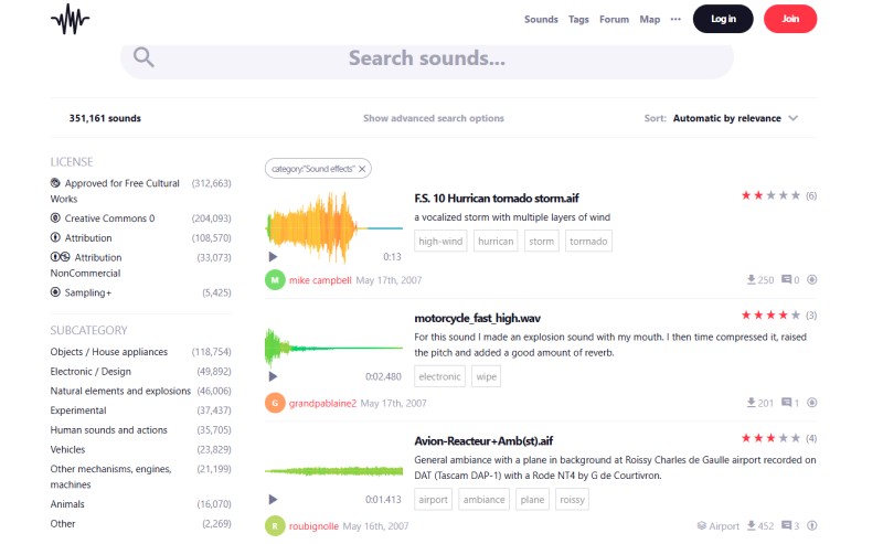 Freesound free WAV files
