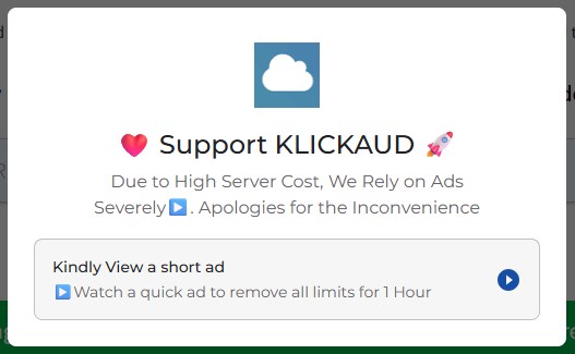 KlickAud short video ad before downloading