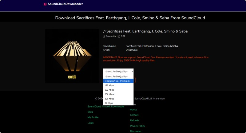 SCloudPlaylistDownloader SoundCloud to M4A Converter Interface