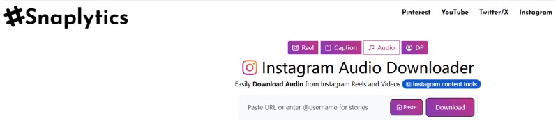 Snaplytics instagram audio downloader