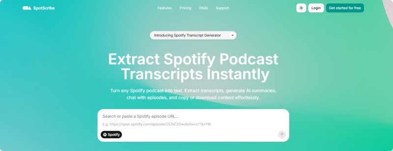SpotScribe Spotify podcast tool