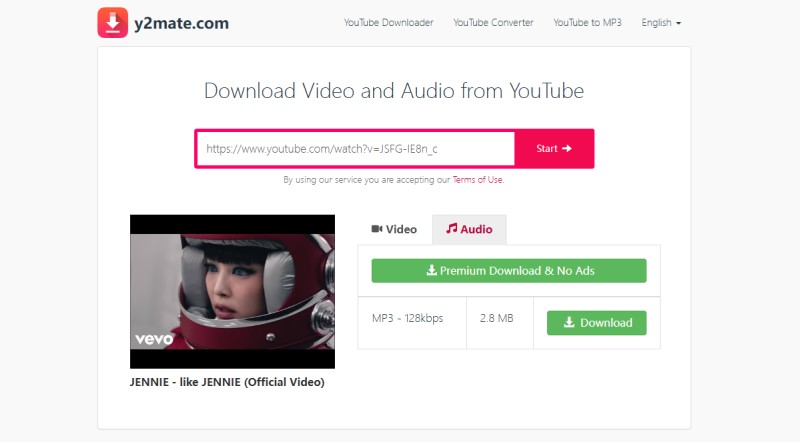 Rip Audio from YouTube with Y2Mate