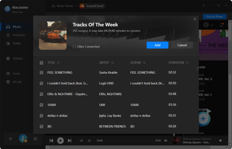 Add SoundCloud to Macsome