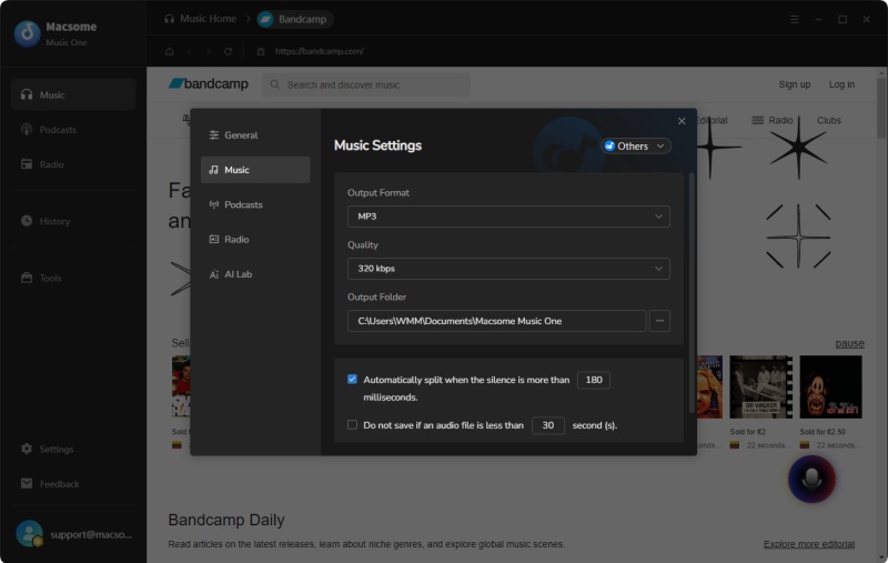 Macsome Bandcamp to MP3 Downloader