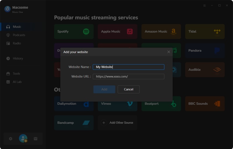 Add Audiomack of Macsome Music One