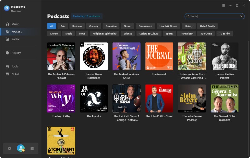 search podcasts in macsome