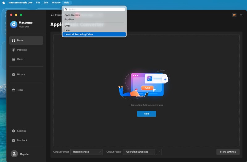 Uninstall Recording Driver