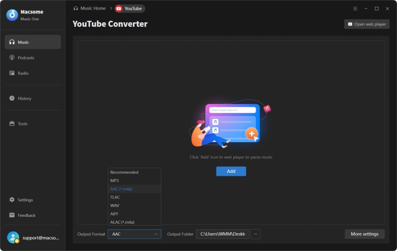 Convert YouTube videos to M4A