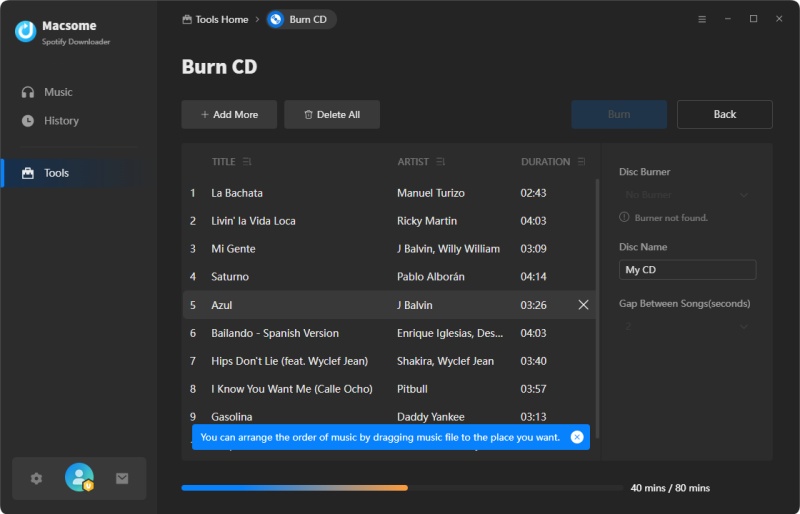 burn spotify playlist to a cd