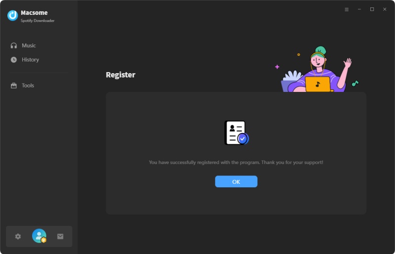 Register Spotify Downloader successfully