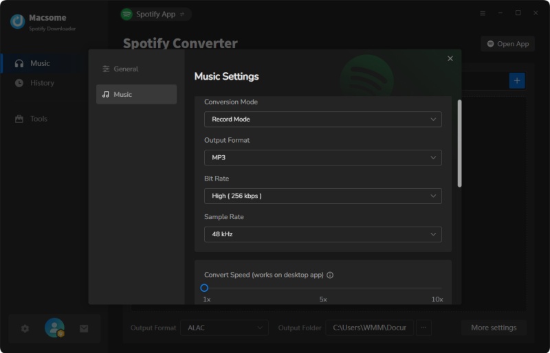 Speed of Macsome Spotify Downloader
