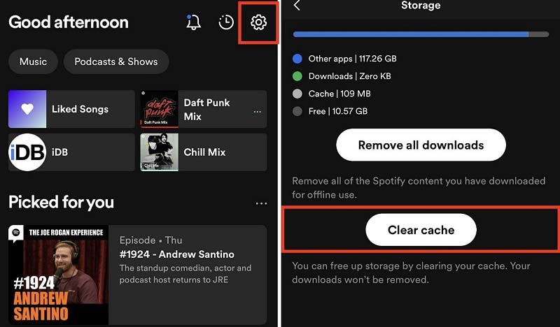 Clear Spotify Cache on iPhone