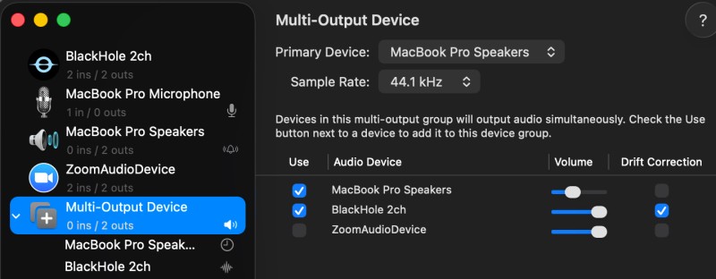 Create a Multi-Output Device with BlackHole on Mac