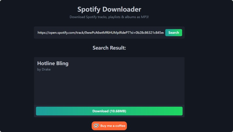 Download songs or playlists from Spotify using Spotdownloader