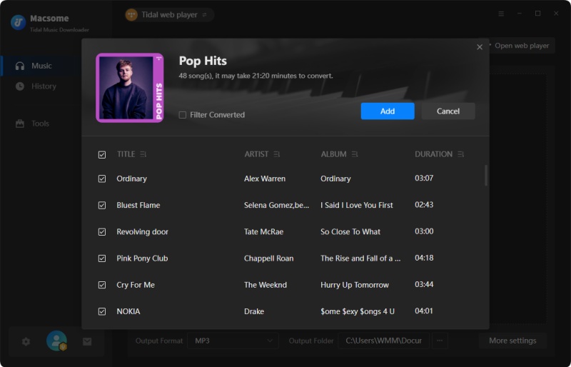 Add Tidal music