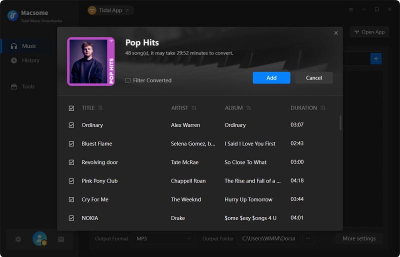 Add Tidal music to Macsome