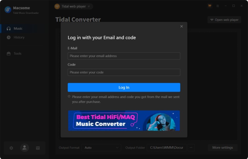 Register tidal Downloader