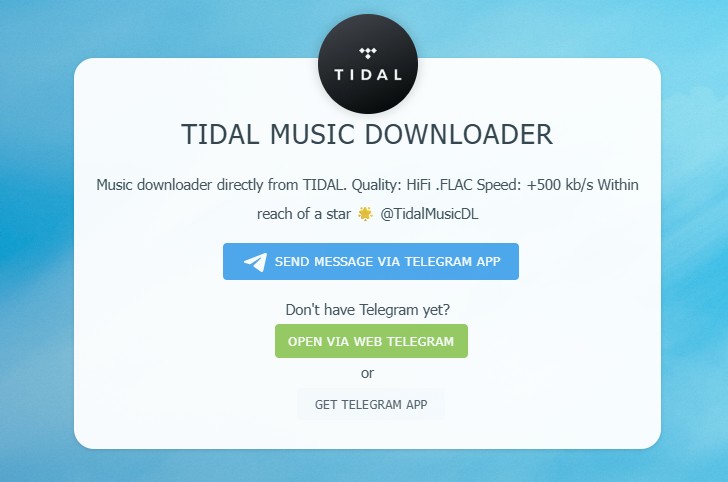 @TidalMusic_DLbot TIDAL Telegram music downloader