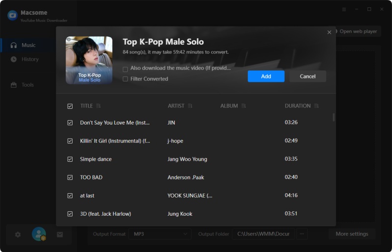 Add YouTube music