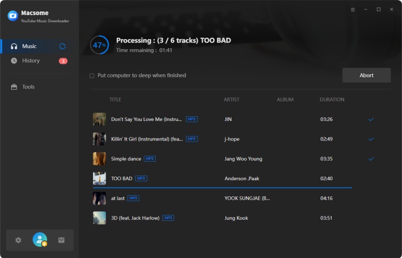 start to download youtube music to mp3