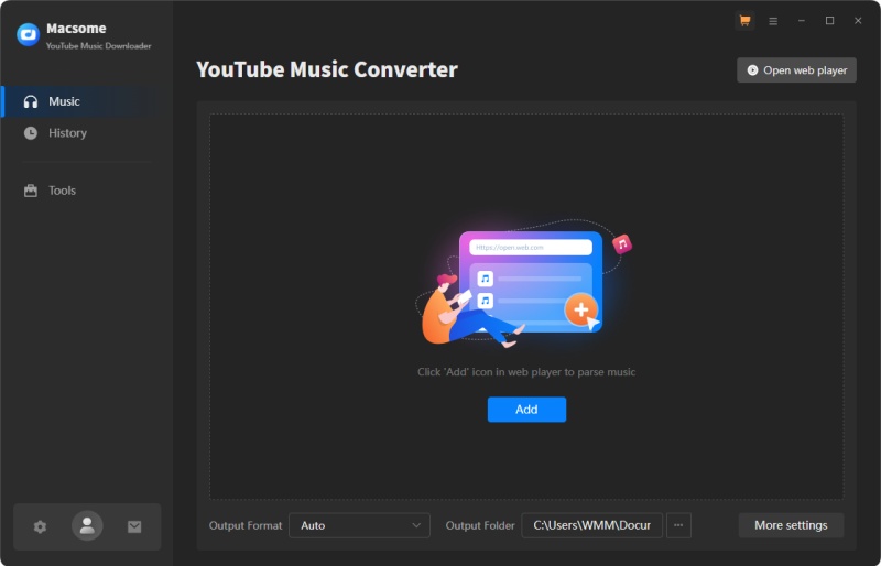 Interface of macsome youtube music downloader
