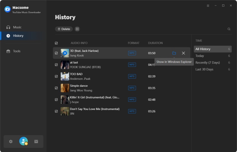 find the downloaded youtube music