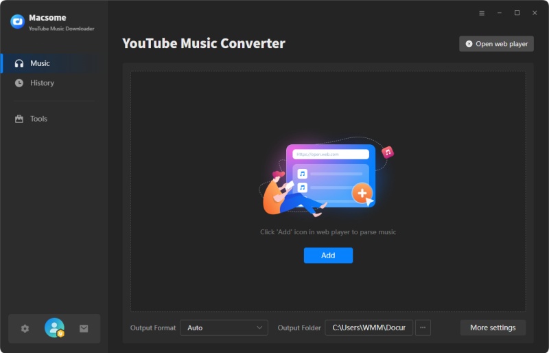 open youtube music web player