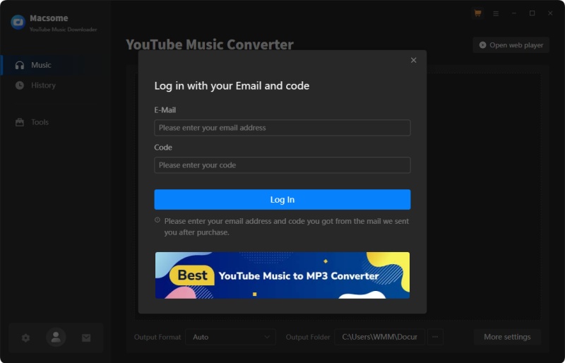 Register YouTube Music Downloader